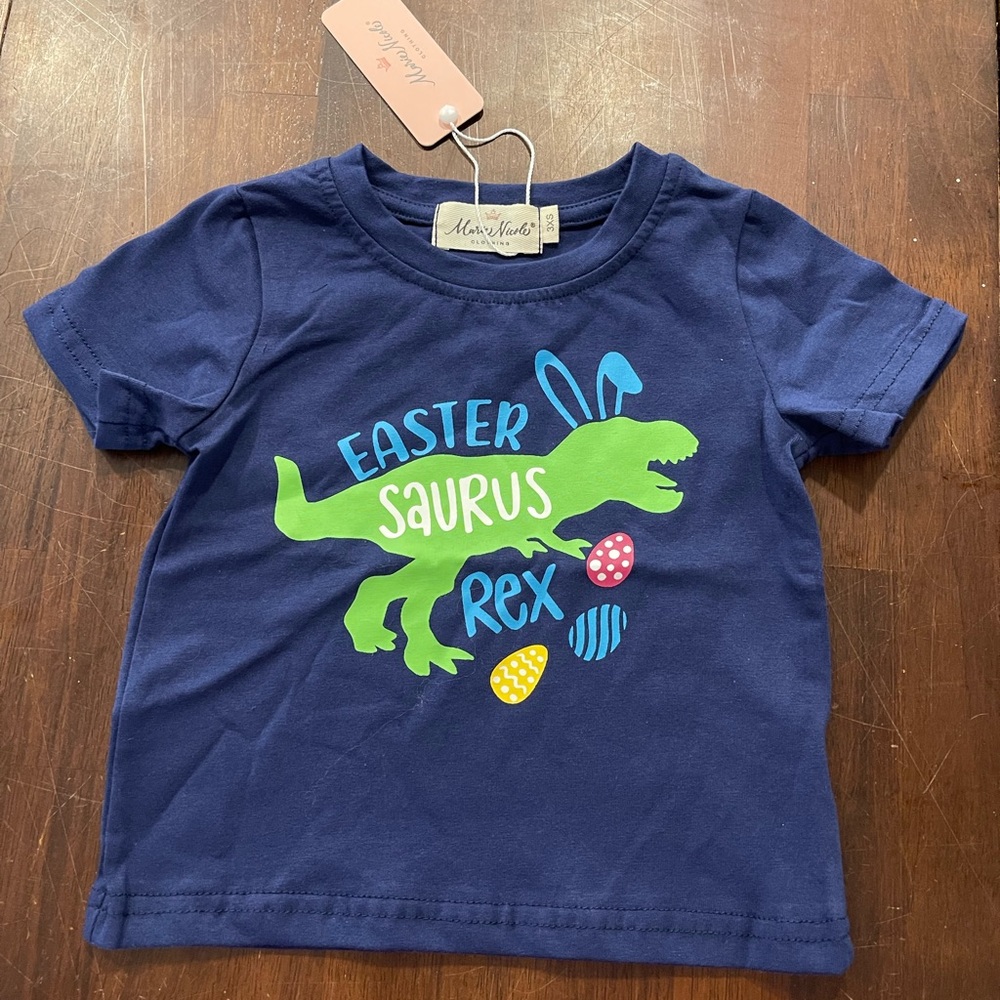 Marie Nicole Kids' Navy Easter Dinosaur Graphic Tee